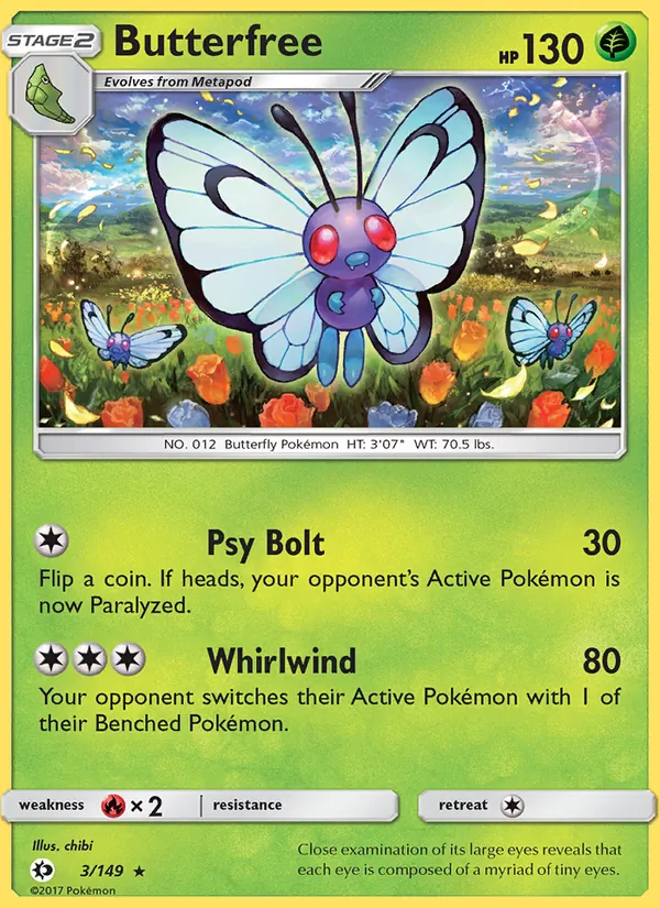 Butterfree #3 – Sun & Moon card
