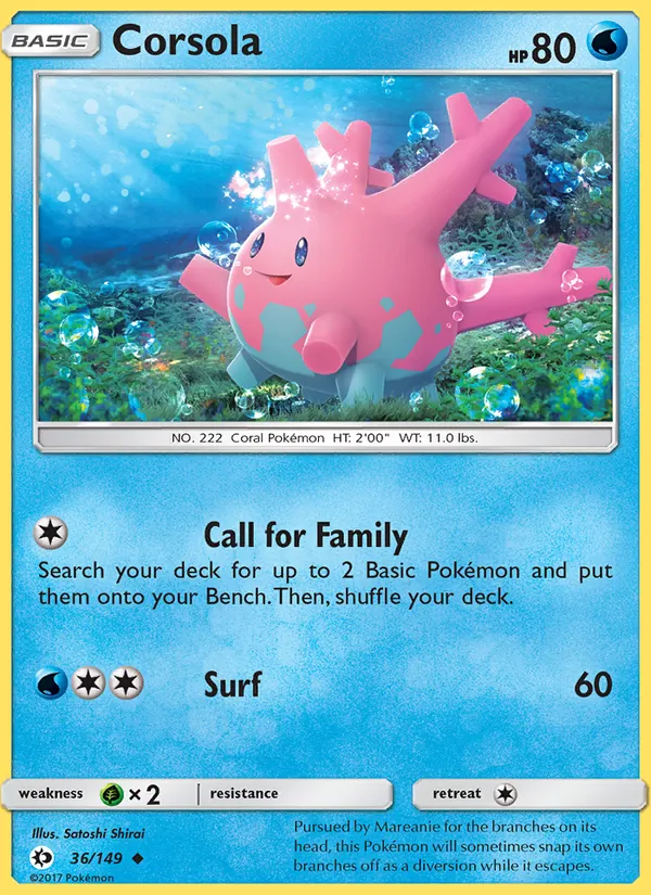 Corsola #36 – Sun & Moon card