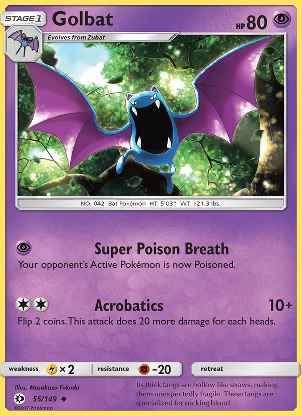 Golbat #55 – Sun & Moon card