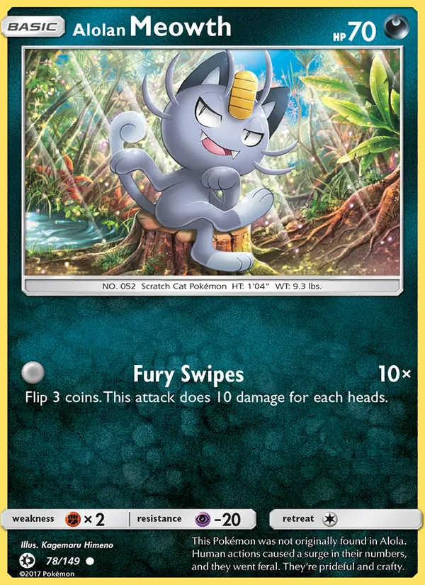 Alolan Meowth #78 – Sun & Moon card