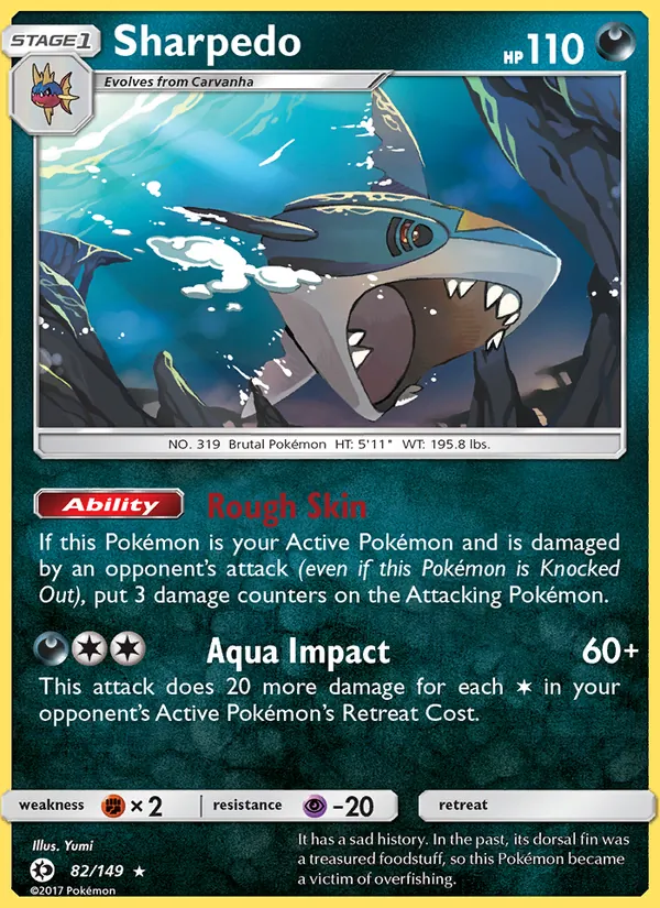 Sharpedo #82 – Sun & Moon card