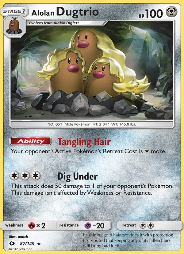 Alolan Dugtrio #87 – Sun & Moon card