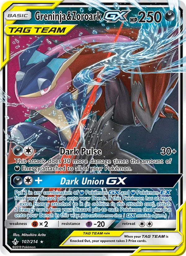 Greninja & Zoroark GX #107 – Unbroken Bonds card