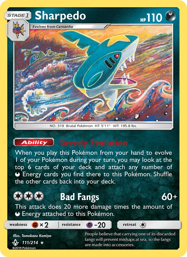 Sharpedo #111 – Unbroken Bonds card