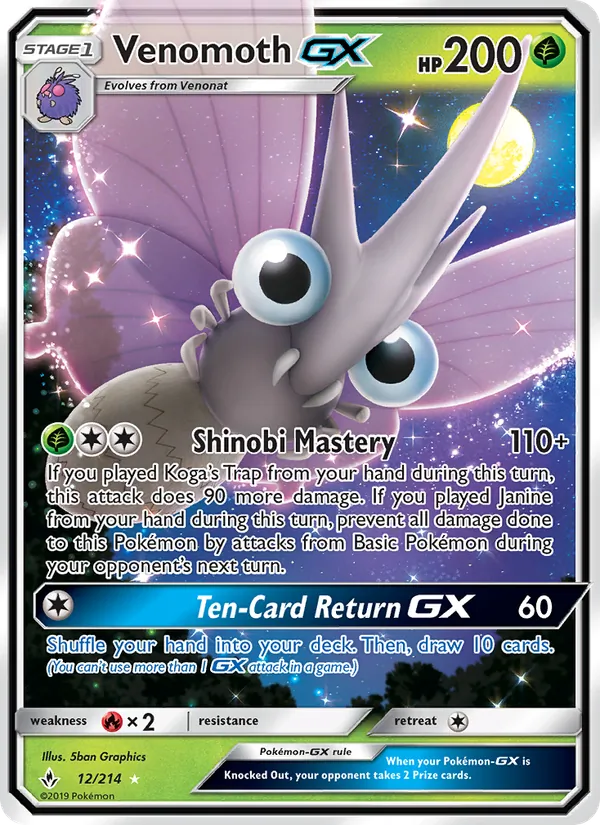 Venomoth GX #12 – Unbroken Bonds card