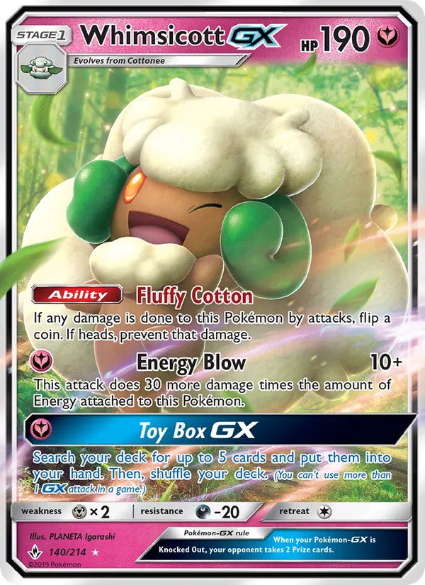 Whimsicott GX #140 – Unbroken Bonds card
