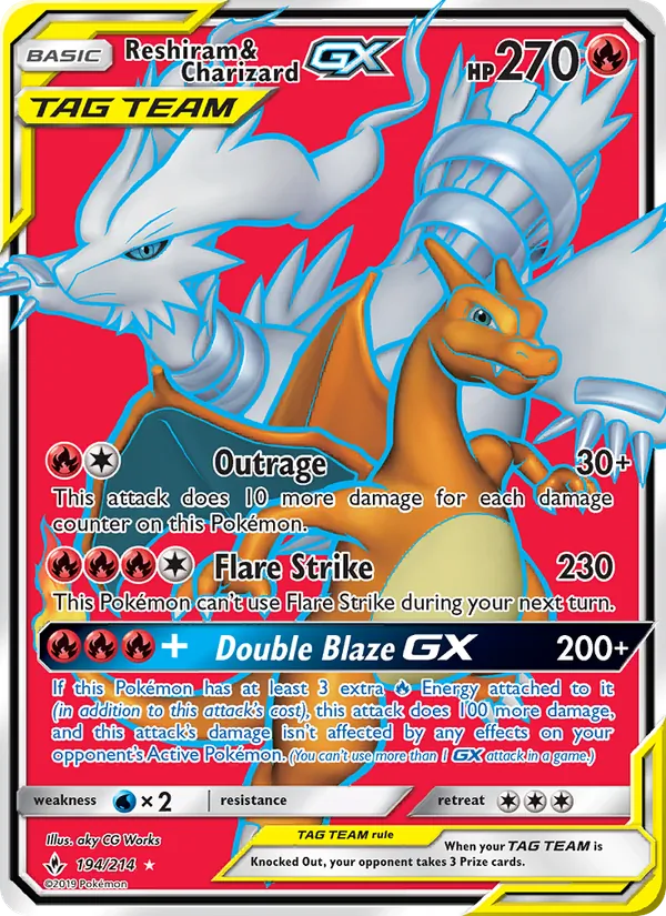 Reshiram & Charizard GX #194 – Unbroken Bonds card