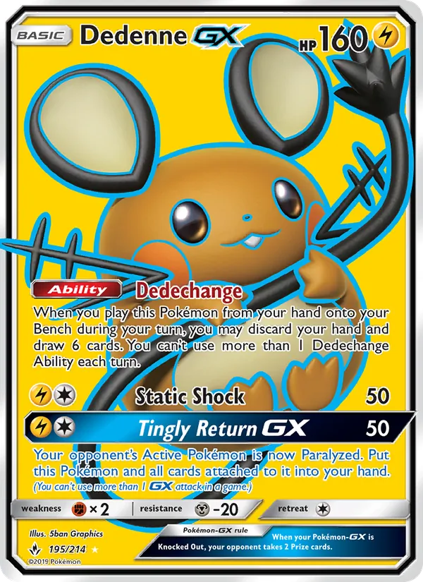 Dedenne GX #195 – Unbroken Bonds card