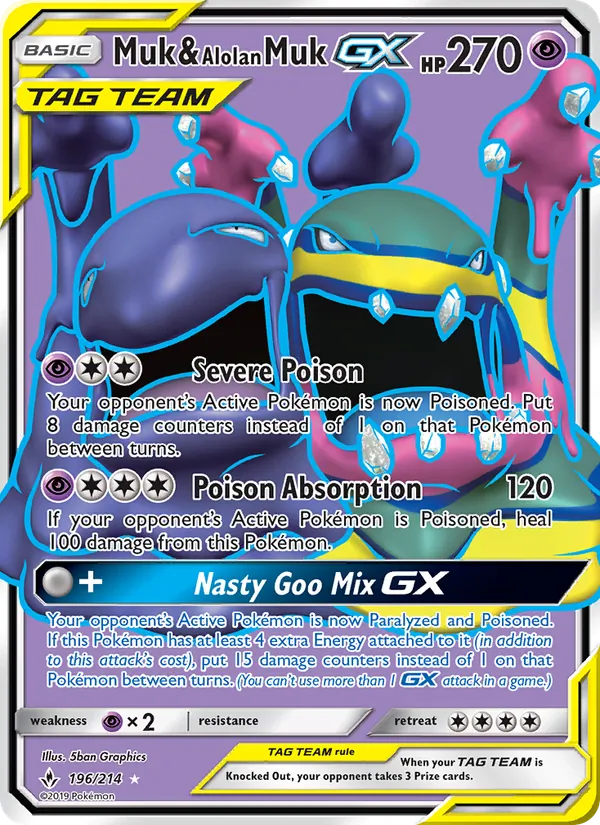 Muk & Alolan Muk GX #196 – Unbroken Bonds card
