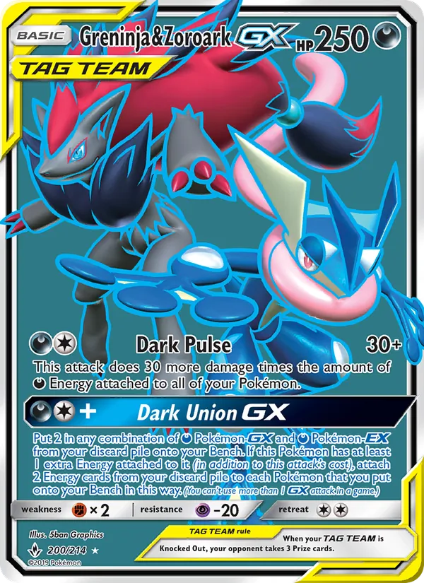 Greninja & Zoroark GX #200 – Unbroken Bonds card