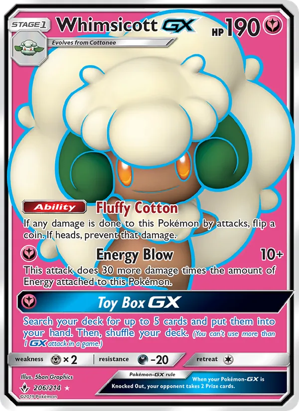 Whimsicott GX #206 – Unbroken Bonds card