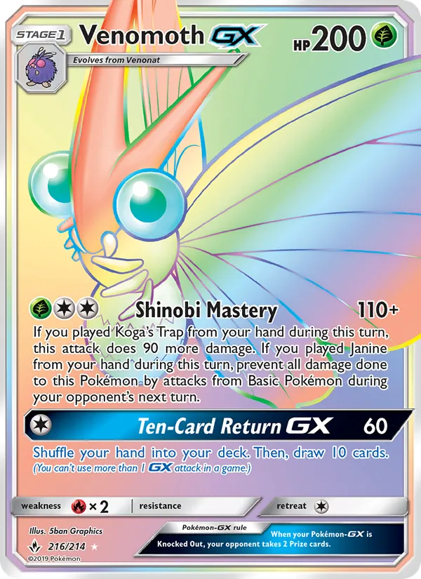 Venomoth GX #216 – Unbroken Bonds card