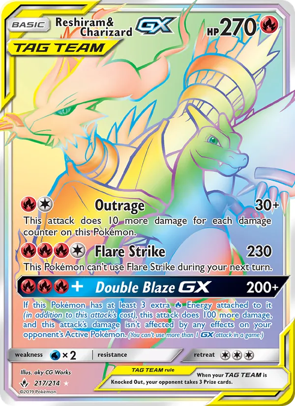 Reshiram & Charizard GX #217 – Unbroken Bonds card