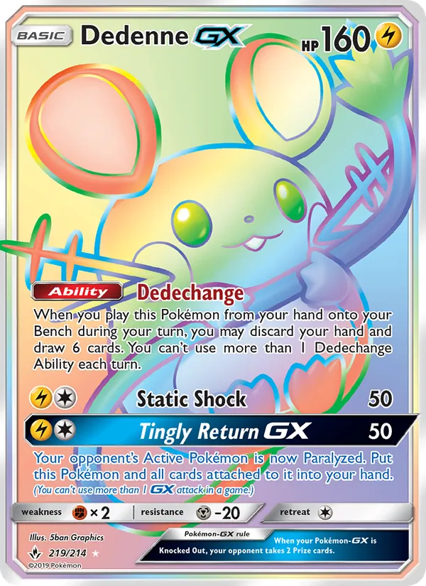 Dedenne GX #219 – Unbroken Bonds card