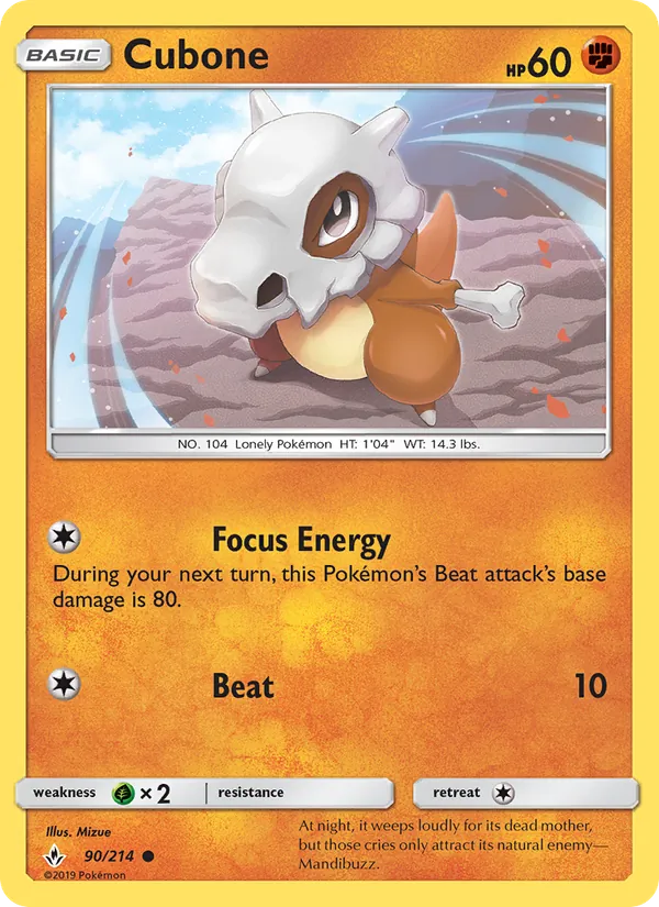 Cubone #90 – Unbroken Bonds card