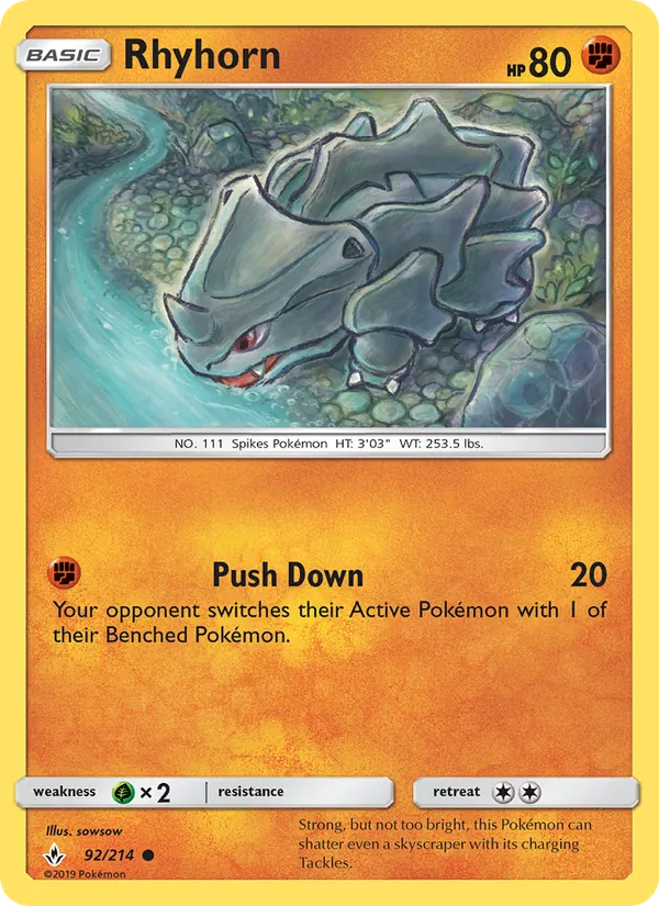 Rhyhorn #92 – Unbroken Bonds card