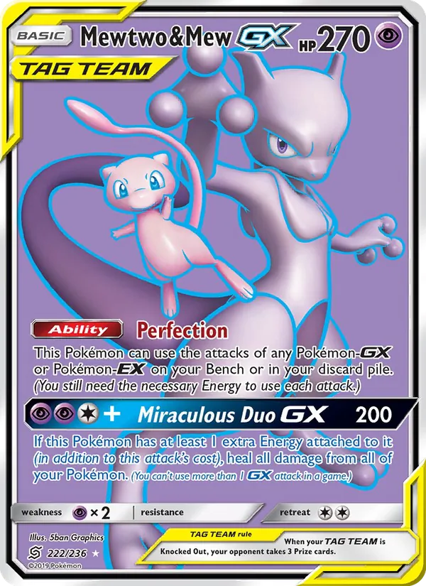 Mewtwo & Mew GX #222 – Unified Minds card