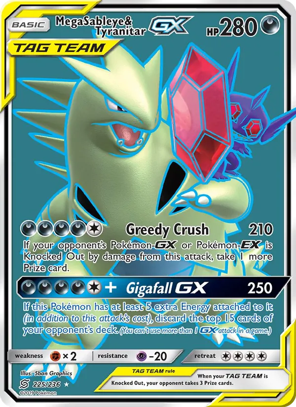 Mega Sableye & Tyranitar GX #225 – Unified Minds card