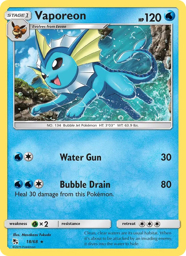 Vaporeon #18 – Hidden Fates card