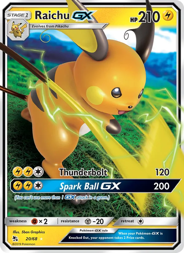 Raichu GX #20 – Hidden Fates card