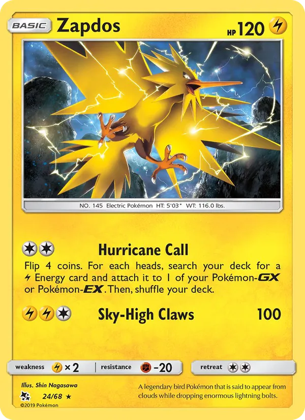 Zapdos #24 – Hidden Fates card