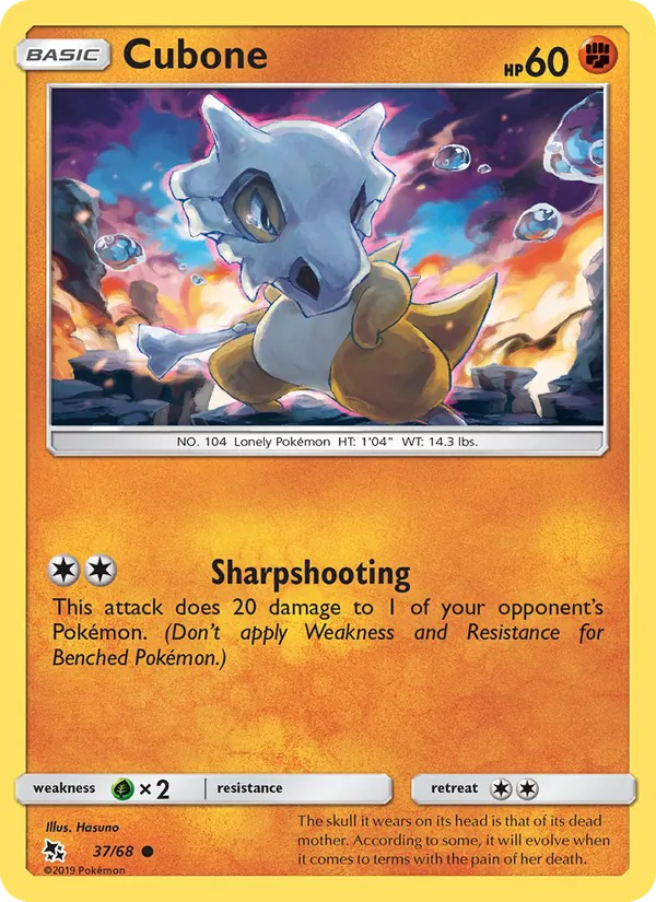 Cubone #37 – Hidden Fates card