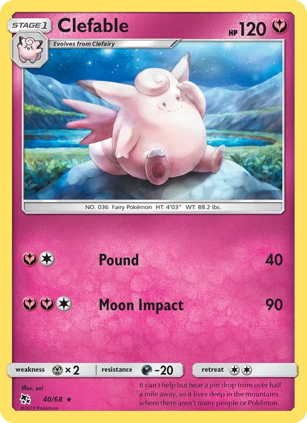 Clefable #40 – Hidden Fates card