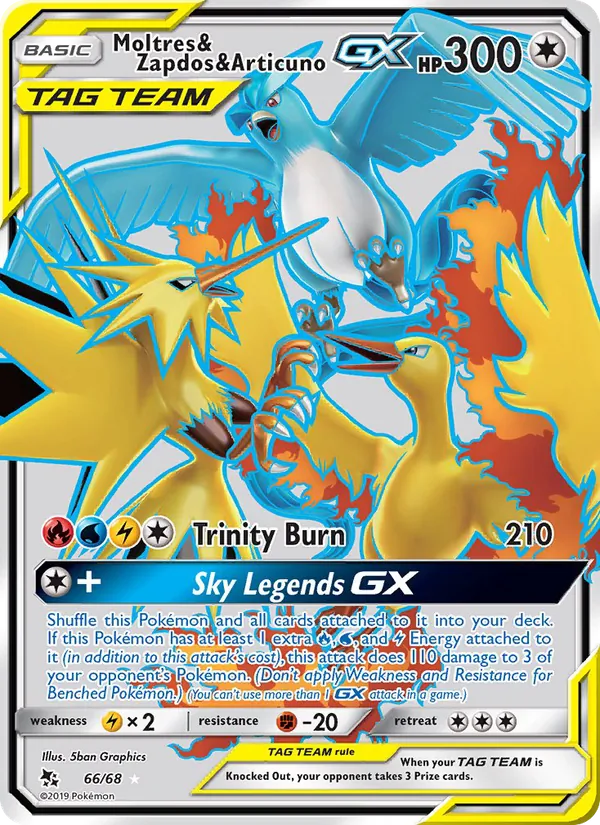 Moltres & Zapdos & Articuno GX #66 – Hidden Fates card