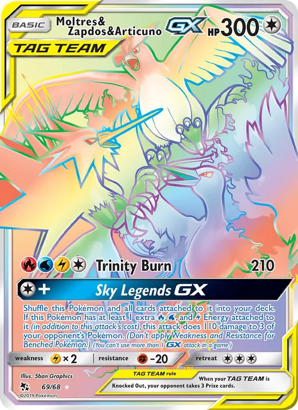 Moltres & Zapdos & Articuno GX #69 – Hidden Fates card