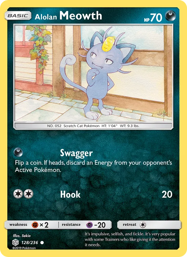 Alolan Meowth #128 – Cosmic Eclipse card
