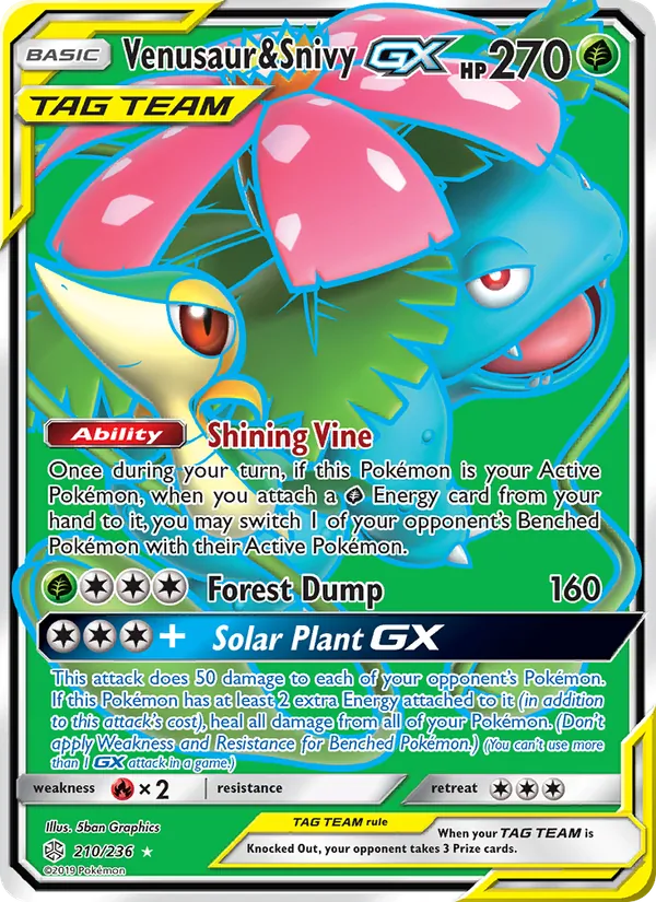 Venusaur & Snivy GX #210 – Cosmic Eclipse card