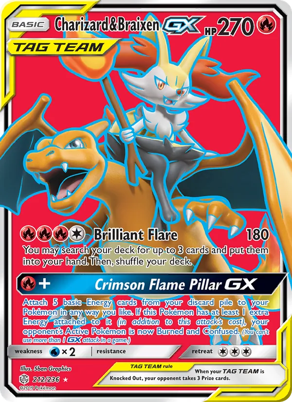 Charizard & Braixen GX #212 – Cosmic Eclipse card