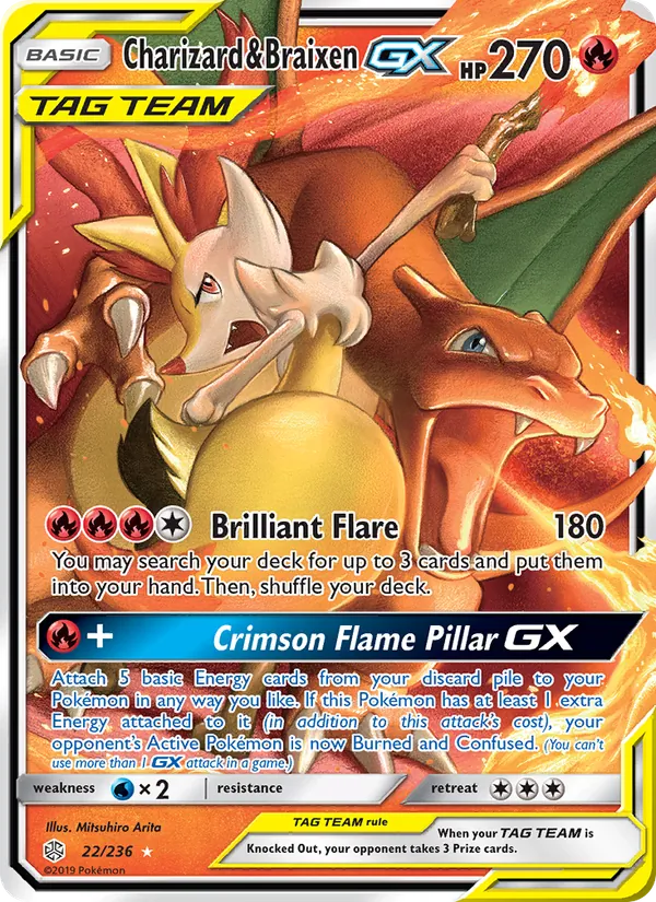 Charizard & Braixen GX #22 – Cosmic Eclipse card