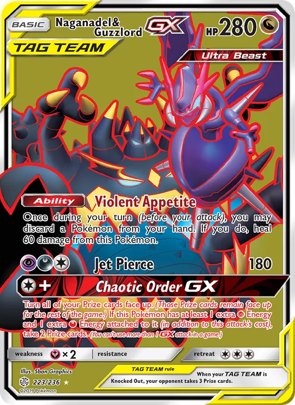Naganadel & Guzzlord GX #223 – Cosmic Eclipse card