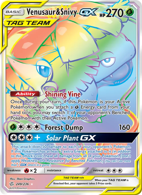 Venusaur & Snivy GX #249 – Cosmic Eclipse card