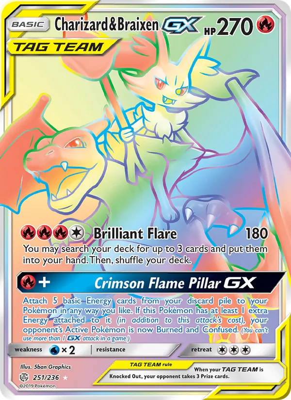 Charizard & Braixen GX #251 – Cosmic Eclipse card