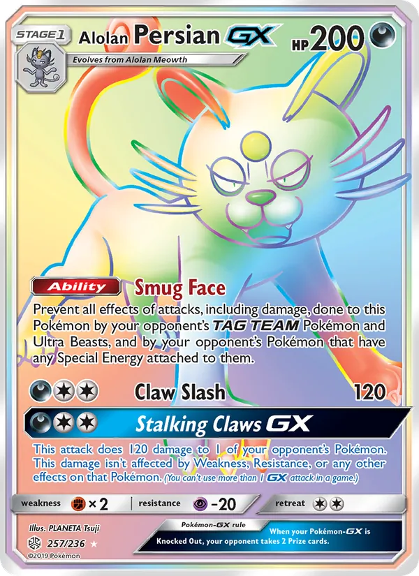 Alolan Persian GX #257 – Cosmic Eclipse card