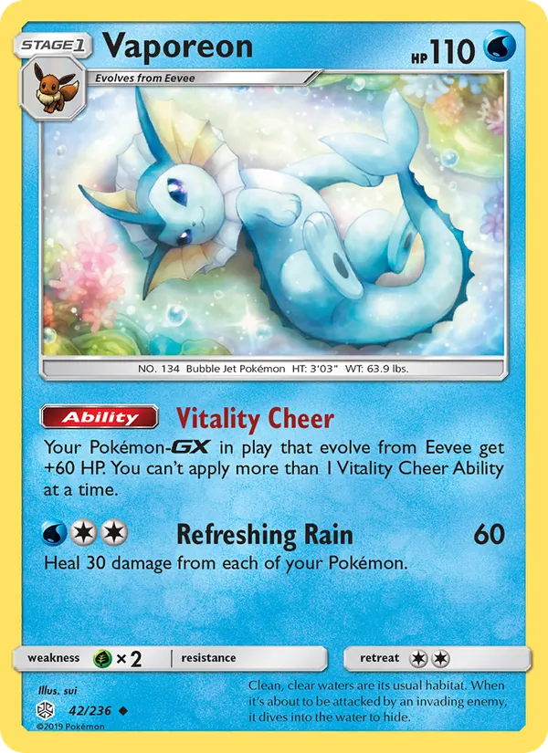 Vaporeon #42 – Cosmic Eclipse card