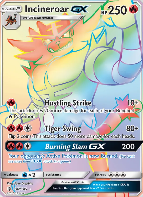 Incineroar GX #147 – Guardians Rising card