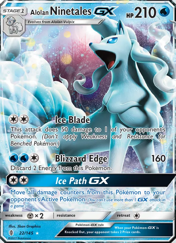 Alolan Ninetales GX #22 – Guardians Rising card