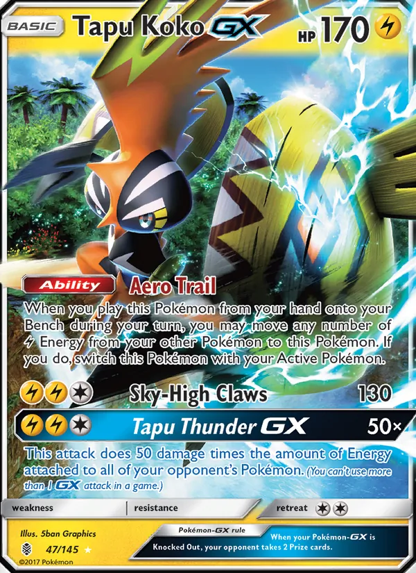 Tapu Koko GX #47 – Guardians Rising card