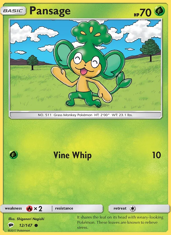 Pansage #12 – Burning Shadows card