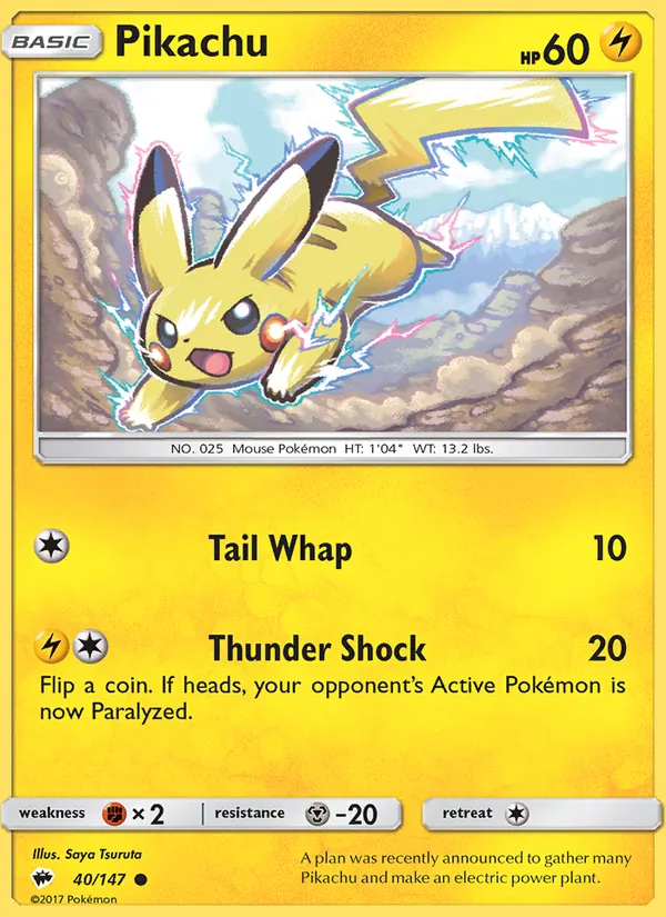 Pikachu #40 – Burning Shadows card