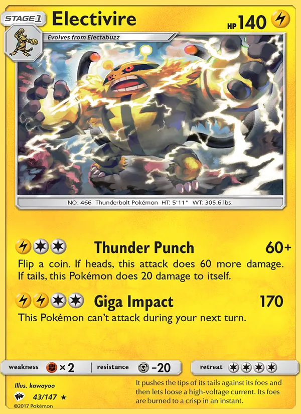 Electivire #43 – Burning Shadows card