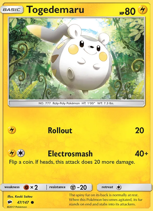 Togedemaru #47 – Burning Shadows card