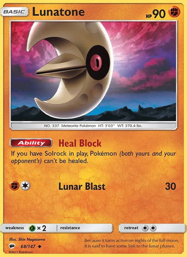 Lunatone #68 – Burning Shadows card