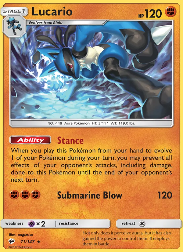 Lucario #71 – Burning Shadows card