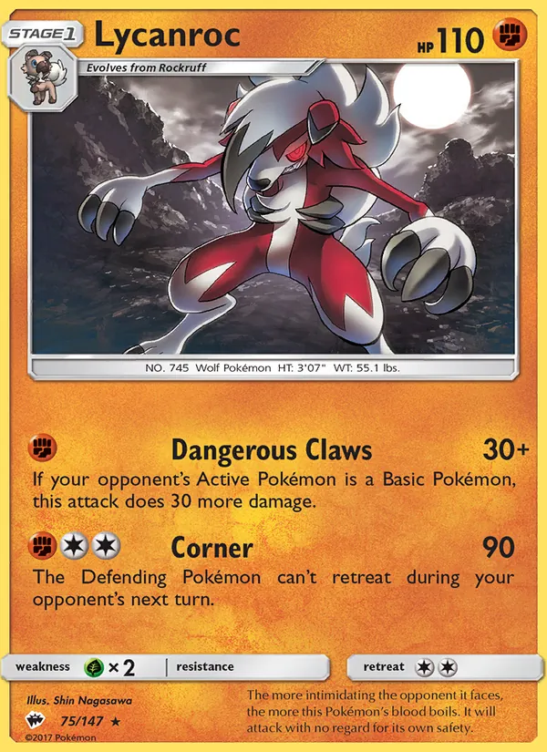 Lycanroc #75 – Burning Shadows card
