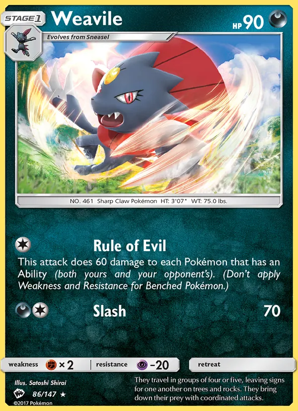 Weavile #86 – Burning Shadows card