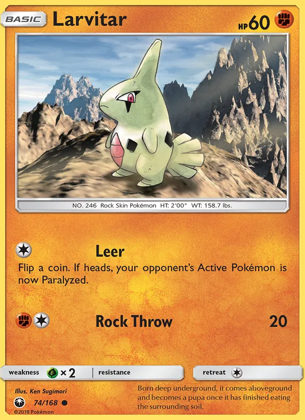 Larvitar #74 – Celestial Storm card